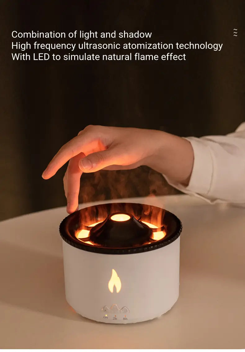 New Creative Ultrasonic Essential Oil Humidifier Volcano Aromatherapy Machine Spray Jellyfish Air Flame Humidifier