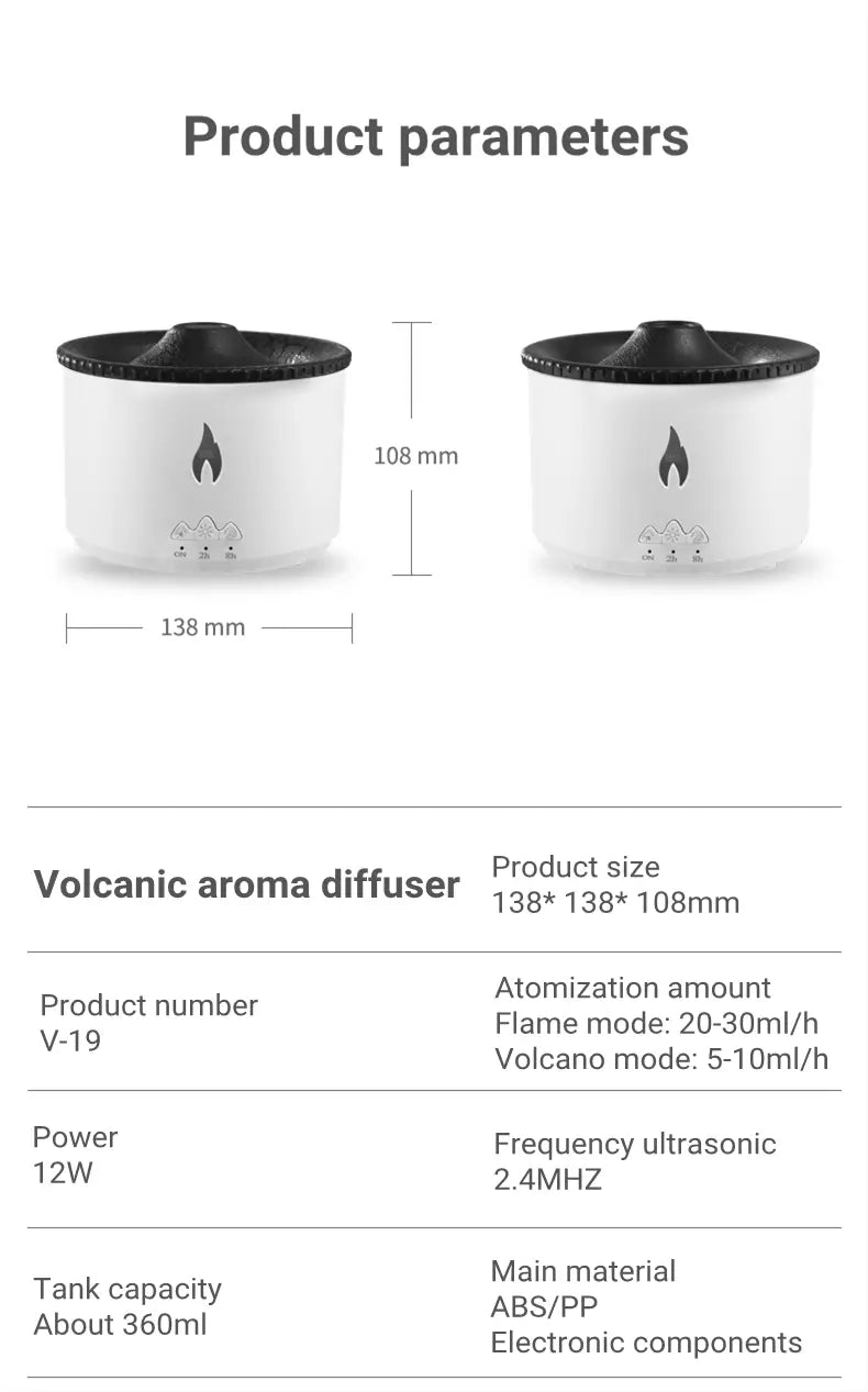 New Creative Ultrasonic Essential Oil Humidifier Volcano Aromatherapy Machine Spray Jellyfish Air Flame Humidifier