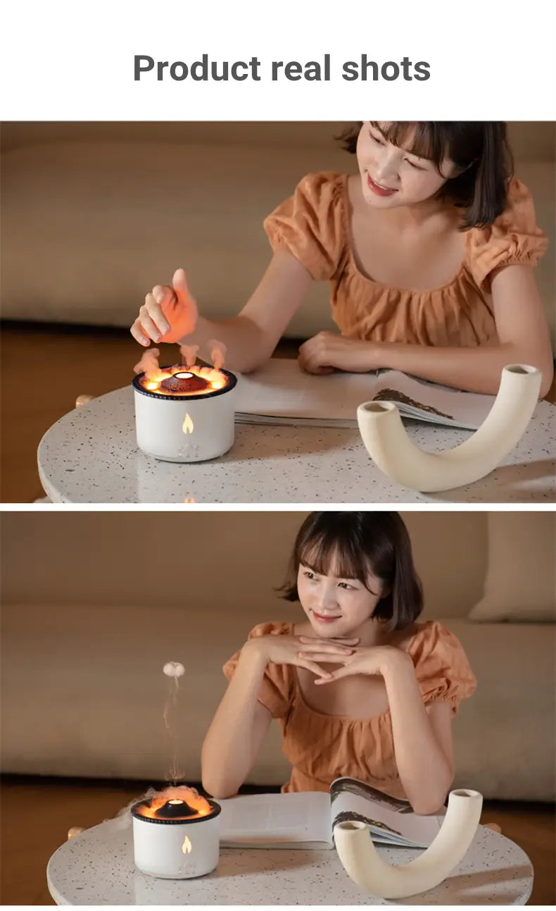 New Creative Ultrasonic Essential Oil Humidifier Volcano Aromatherapy Machine Spray Jellyfish Air Flame Humidifier