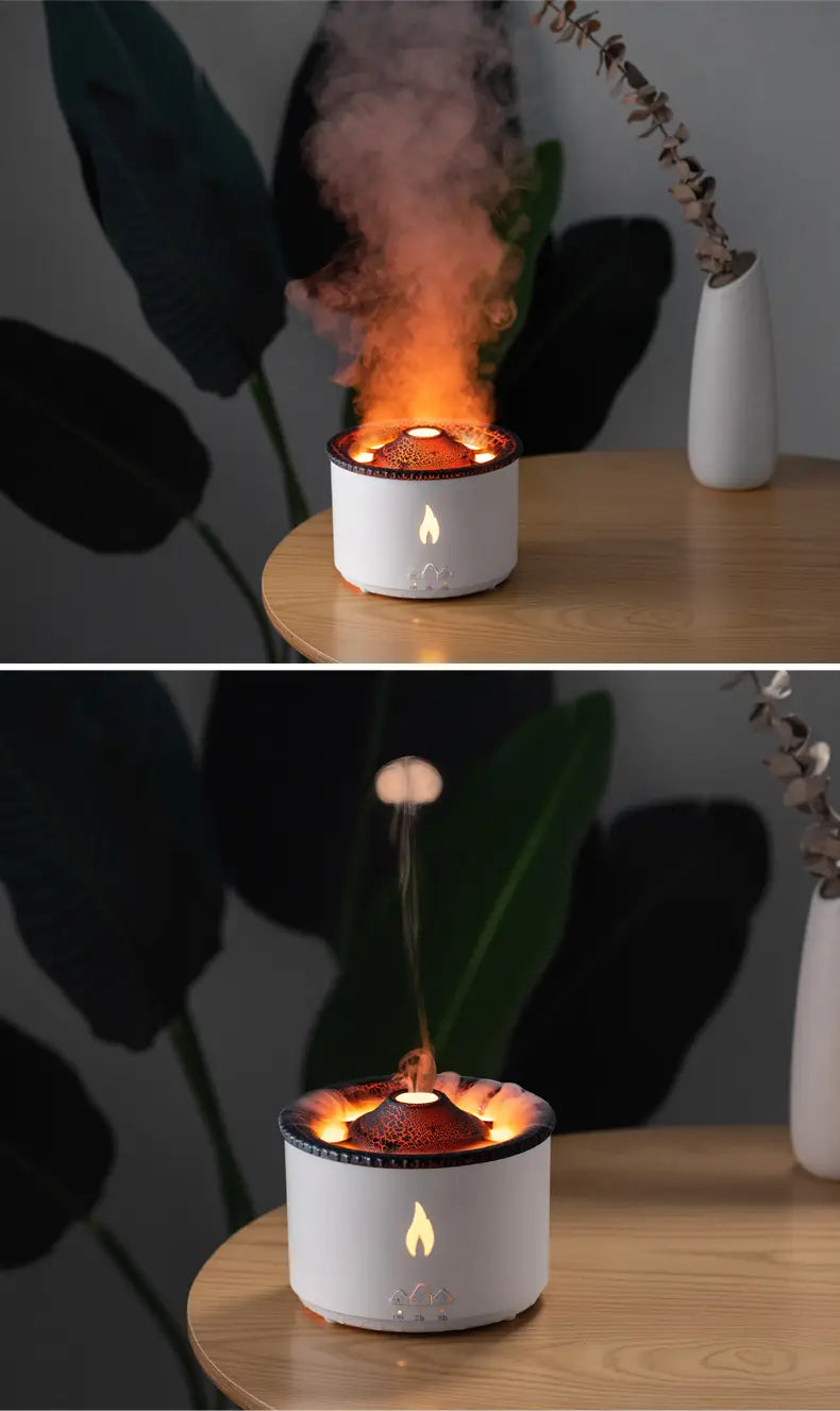 New Creative Ultrasonic Essential Oil Humidifier Volcano Aromatherapy Machine Spray Jellyfish Air Flame Humidifier