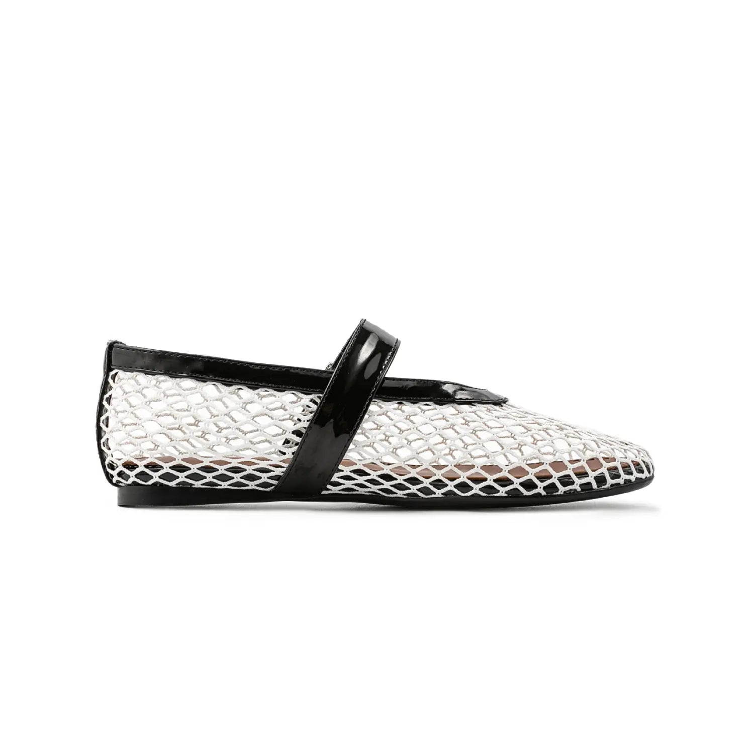 Mary Jane Mesh Ankle Buckle Ballet Flat Sandals