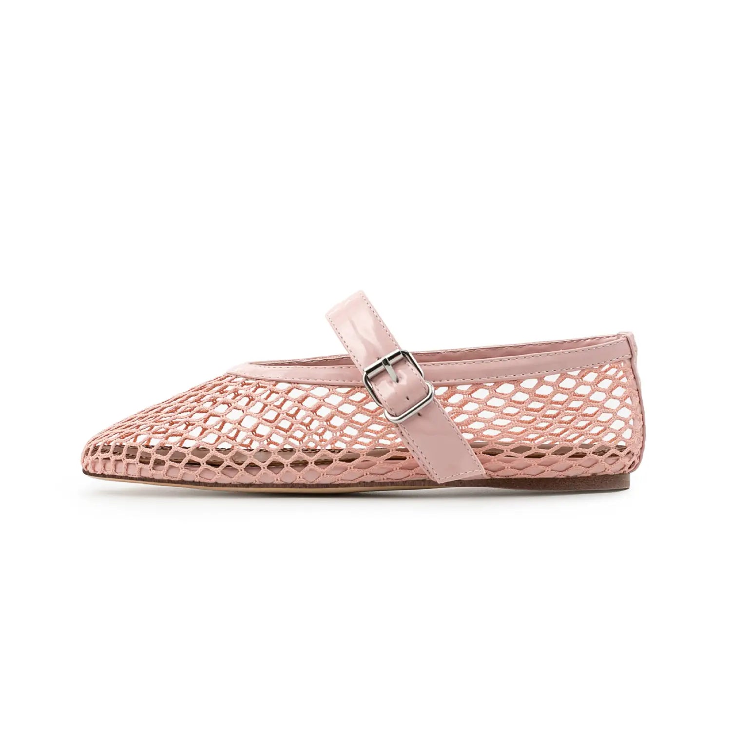 Mary Jane Mesh Ankle Buckle Ballet Flat Sandals