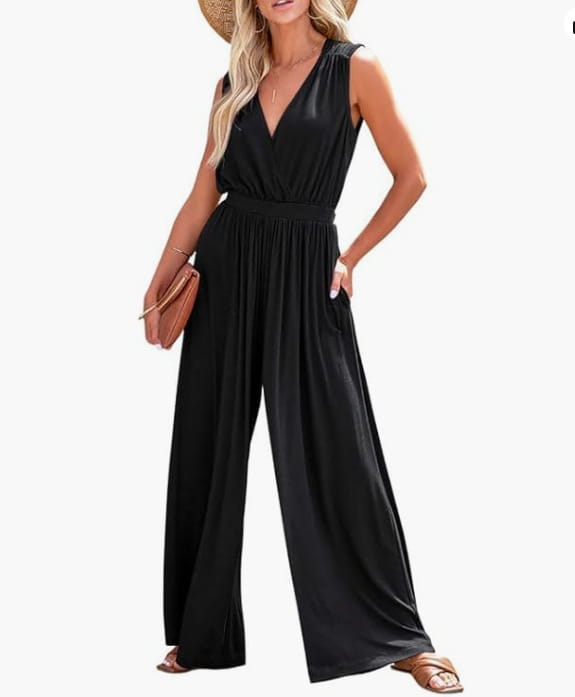 Elegant V-neck Sleeveless Jumpsuit