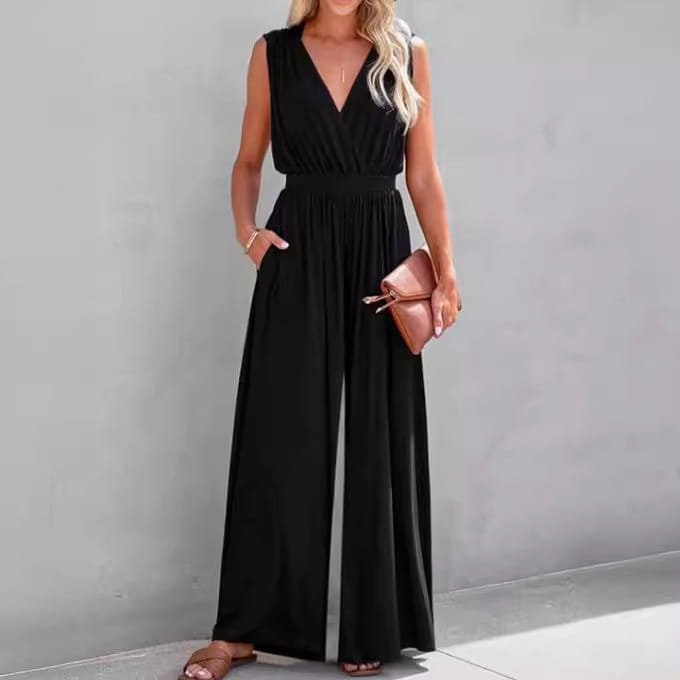 Elegant V-neck Sleeveless Jumpsuit