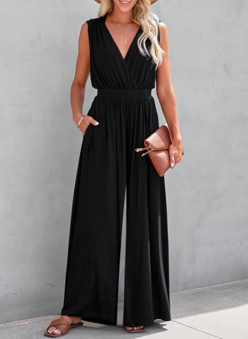 Elegant V-neck Sleeveless Jumpsuit