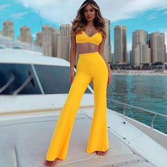 Slim flared trousers bandage suit - Trendy Mix