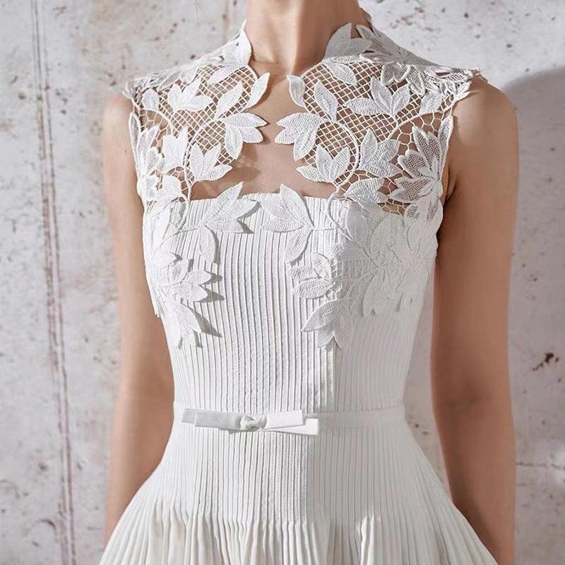 Lace Stitching Socialite Temperament Waist-controlled Slimming Dress - Trendy Mix