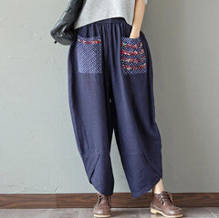 Cotton Linen Loose Trousers Women Wide Leg Pants - Trendy Mix