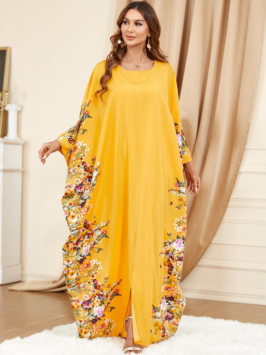 Plus Size Urban Yellow Bat Sleeve outfit for Middle Eastern Muslim Women - Trendy Mix