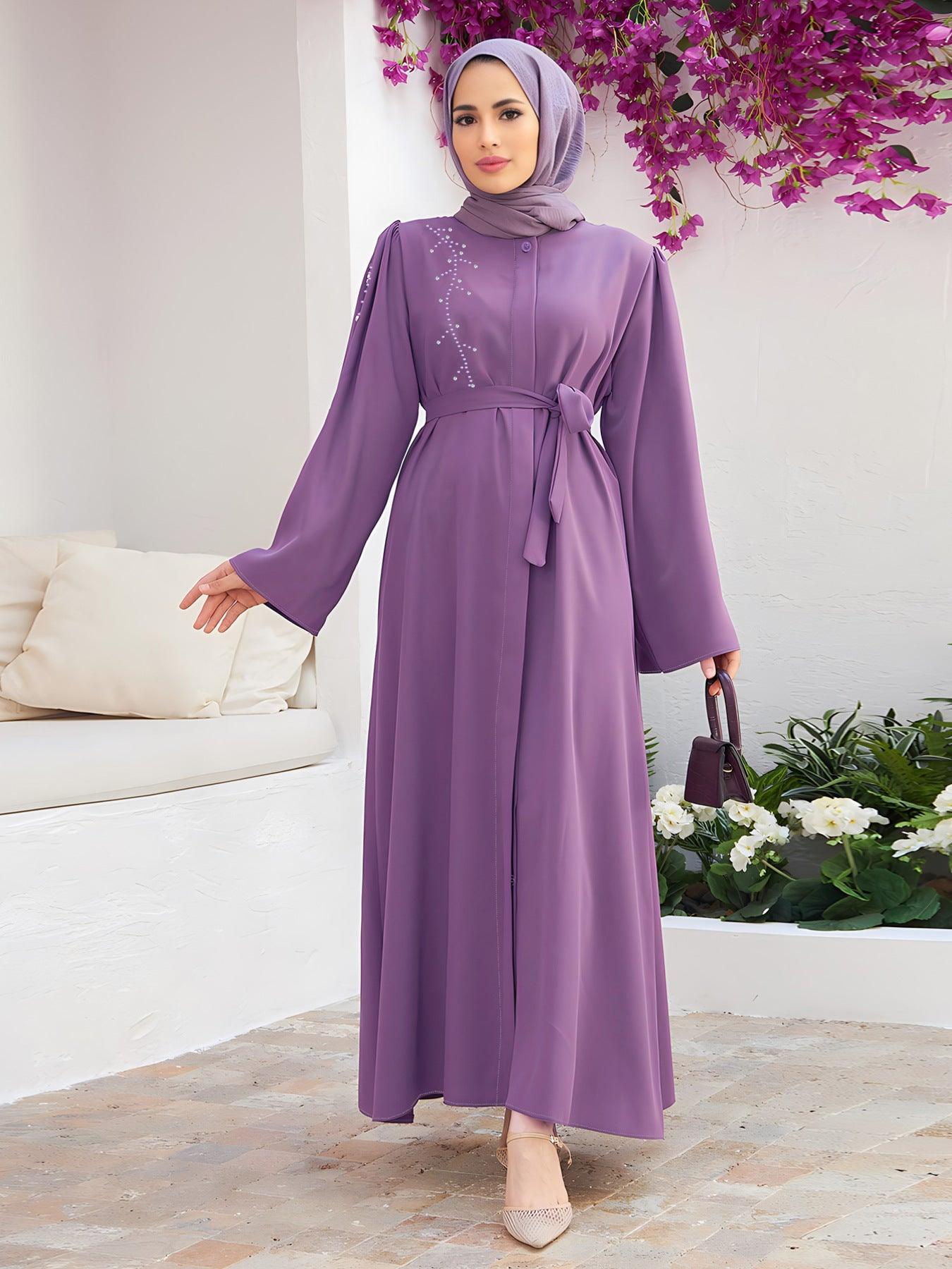 Elegant hijab outfit Long Skirt With Belt, Without Headscarf - Trendy Mix