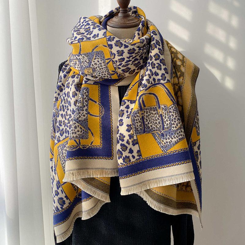 Color Blocking And Matching Cashmere Scarves For Women