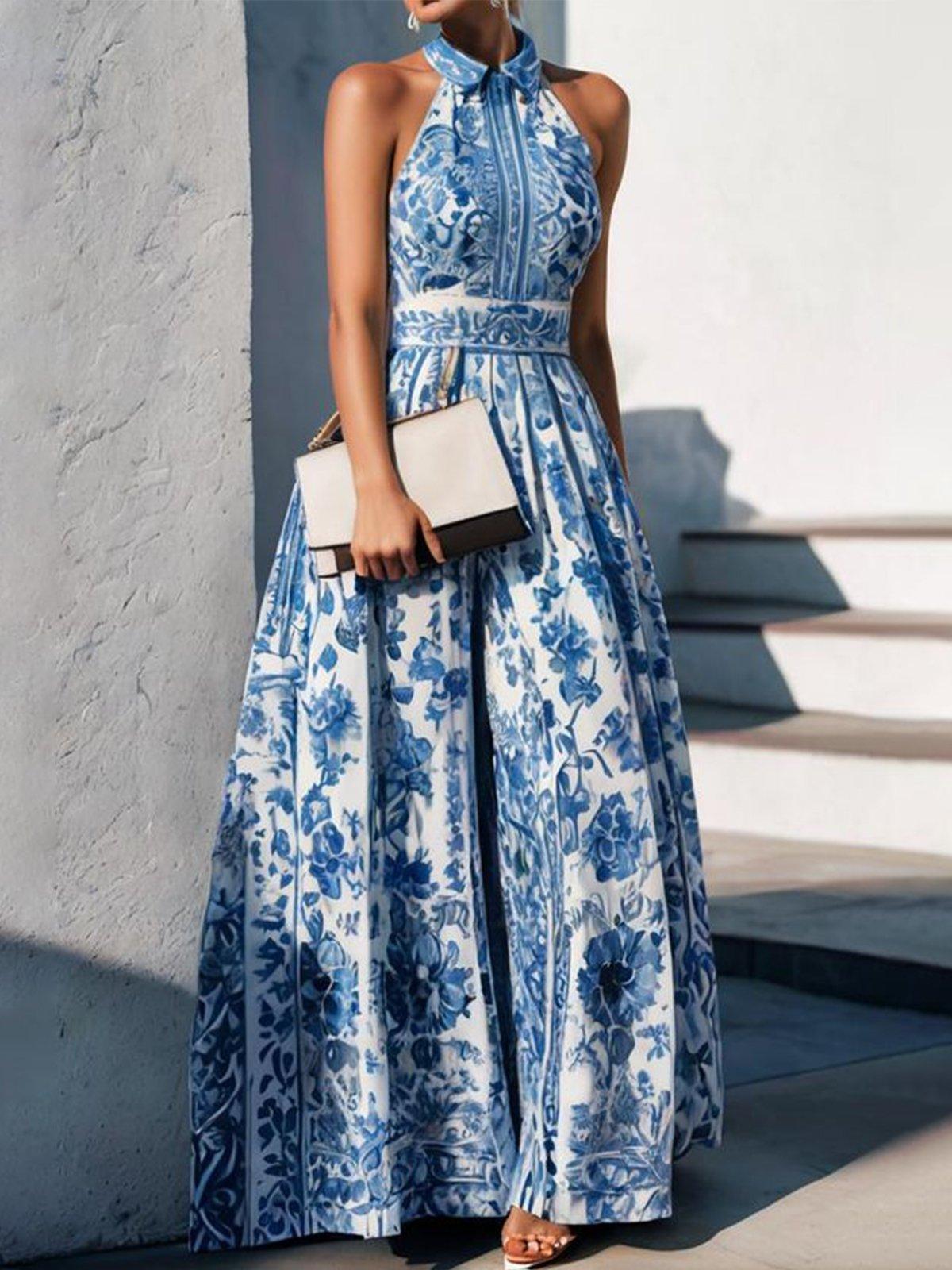 European And American Printed Long Dress - Trendy Mix