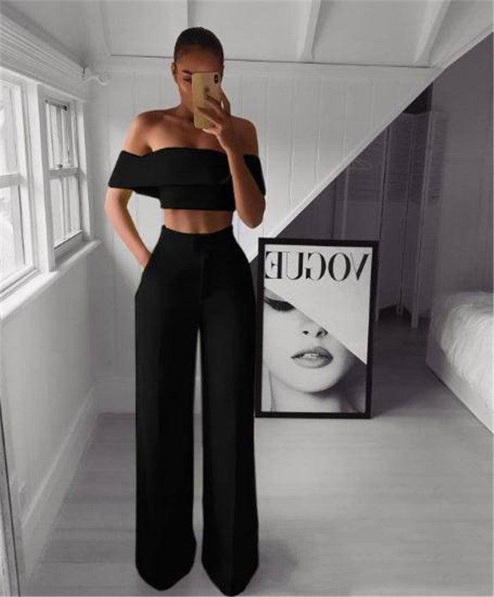 Amazon Sexy Top And Trousers Ladies Two-piece Set Women Lady - Trendy Mix