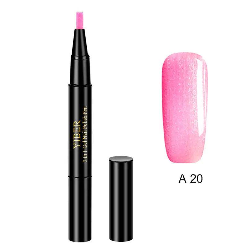 3 In 1 Gel Nail Varnish Pen Glitter One Step Nail Art Gel Polish Hybrid - Trendy Mix