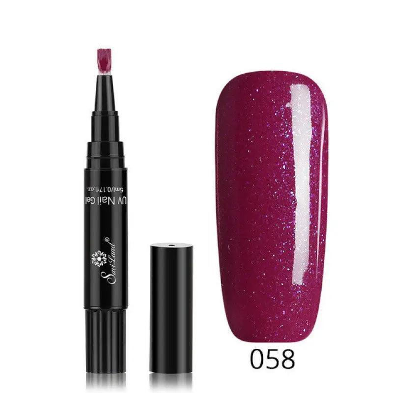3 In 1 Gel Nail Varnish Pen Glitter One Step Nail Art Gel Polish Hybrid - Trendy Mix