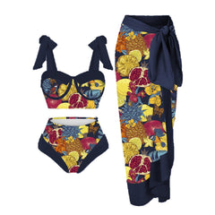 Women's Floral Print 3-Piece Swim Set - Trendy Mix