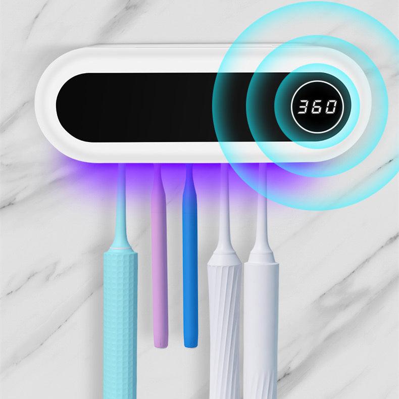 UV Toothbrush Sterilizer and Holder with Toothpaste Dispenser - Smart Wall-Mounted Bathroom Accessory - Trendy Mix