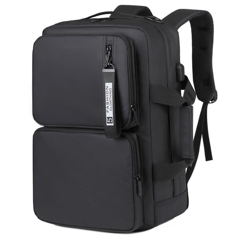 Versatile Large Capacity Business Lap Backpack for Travel and School with USB Port - Gray/Black - Trendy Mix