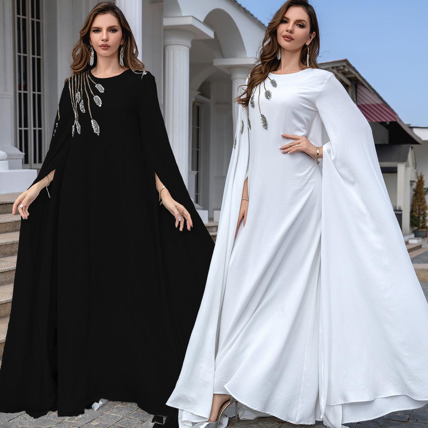 Embroidered White Abaya Robe for Women - Trendy Mix