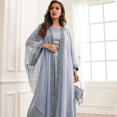 Embroidered A-Line Abaya Set Dubai Style - Trendy Mix