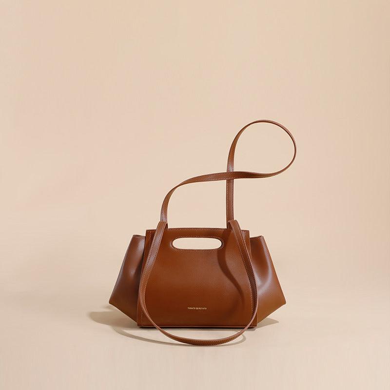 Urban Simplicity Cowhide Shoulder Bag - Trendy Mix