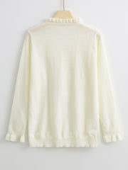 Long Sleeved Ruffled Women's Knitted Sweater