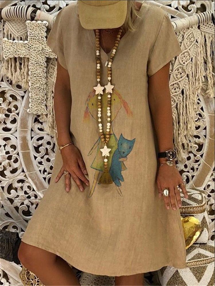 Printed short sleeve dress - Trendy Mix