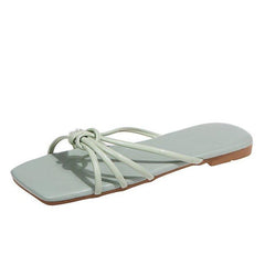 Square-Flip-Flops with Flat Rubber Sole for Outdoor Wear - Trendy Mix