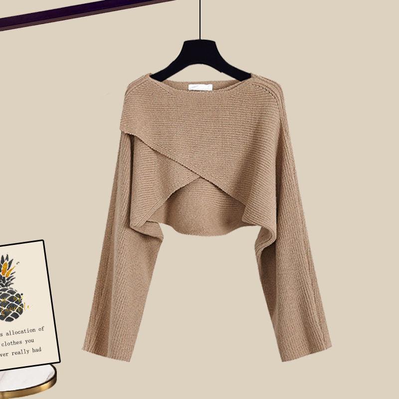 Knitted Sweater Shirt Wide Leg Pants Three-piece Set Autumn And Winter Suit Women - Trendy Mix