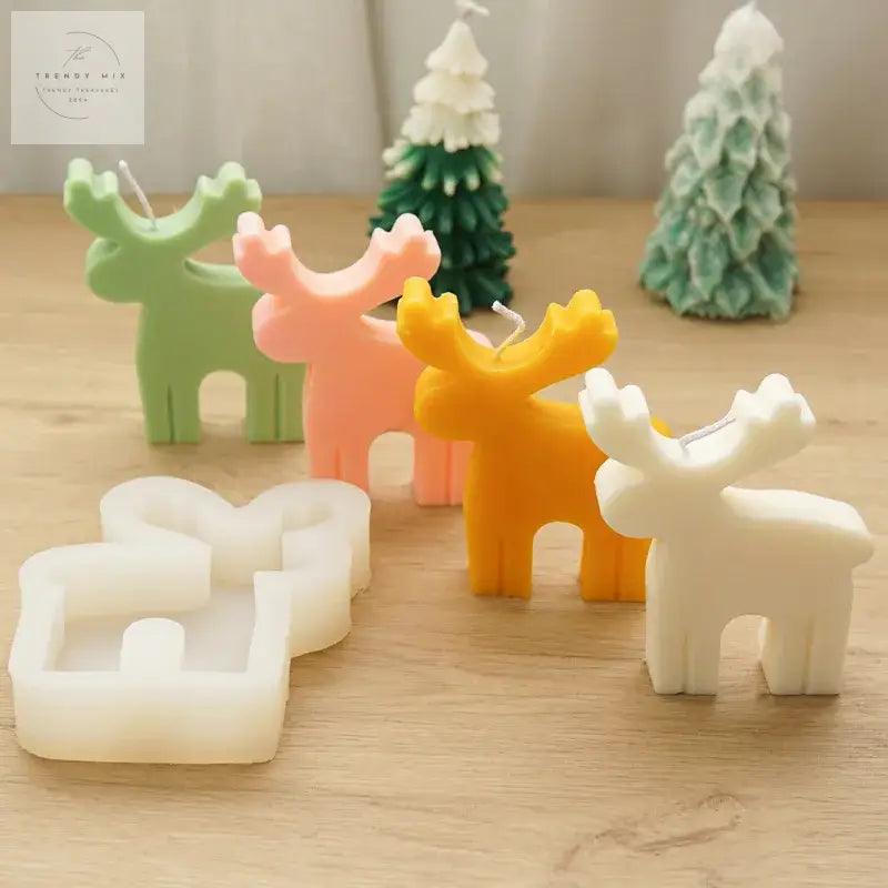 3D Rustic Deer Silicone Candle Mold for Festive Holiday Decor - Trendy Mix