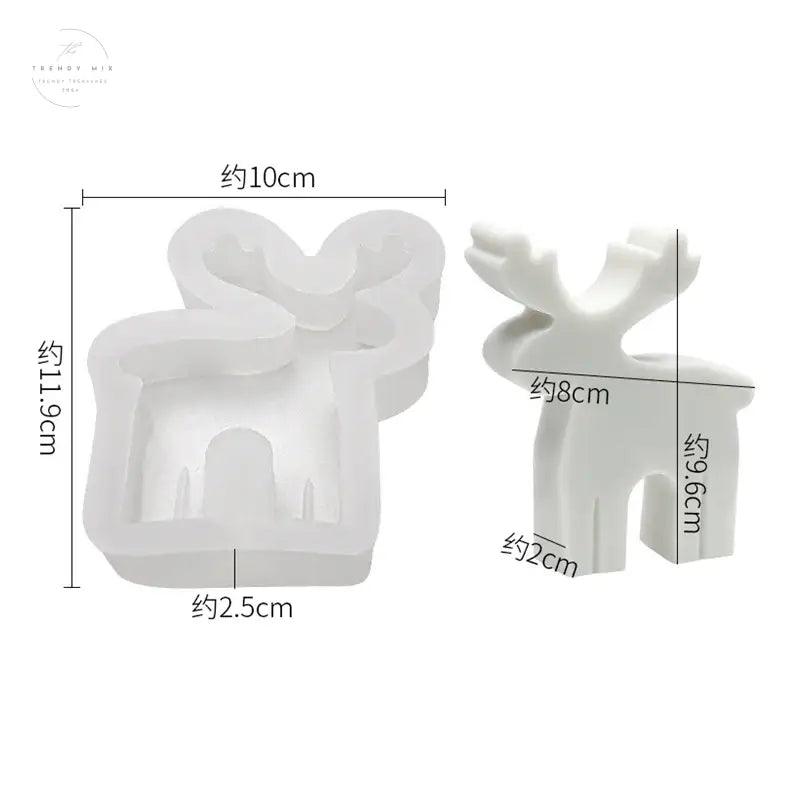 3D Rustic Deer Silicone Candle Mold for Festive Holiday Decor - Trendy Mix