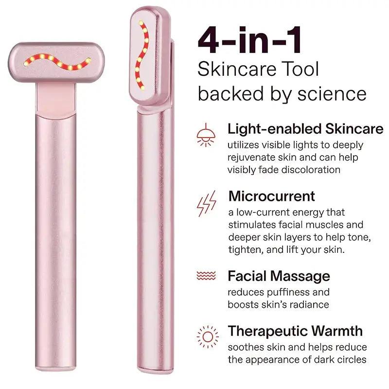 Advanced 4-in-1 Skin Rejuvenation Wand with Red Light Therapy and EMS Microcurrent - Trendy Mix