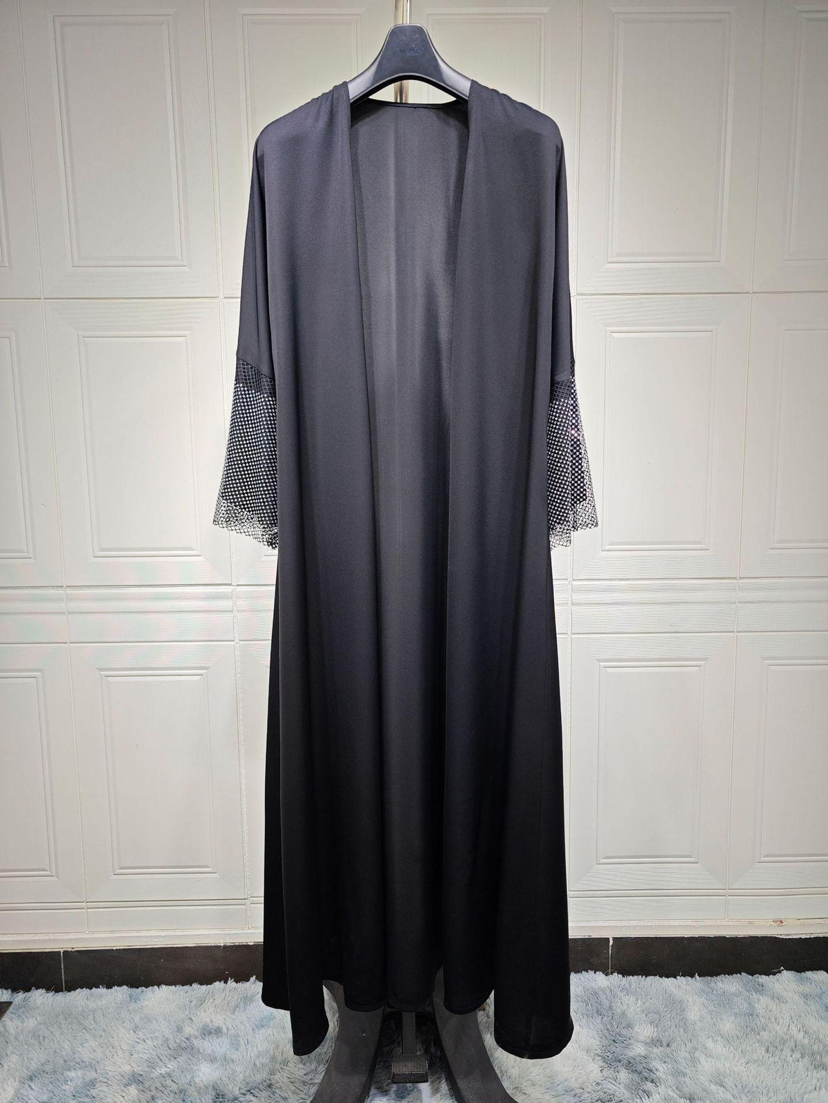 Stretchy Diamond Mesh Cardigan Abaya for Muslim Women - Trendy Mix