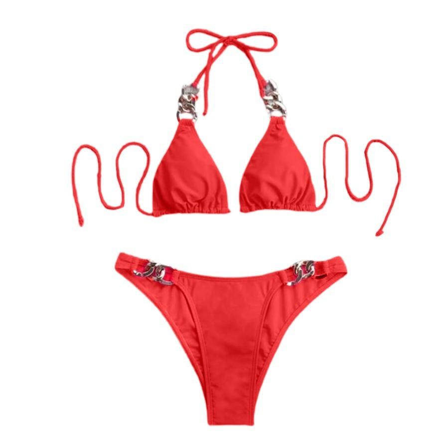 Women's Vibrant Push-Up Split Bikini for Holiday Swim - Trendy Mix