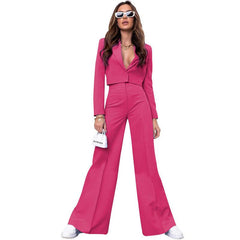 Fashion High Waist Wide Leg Pants Suit - Trendy Mix