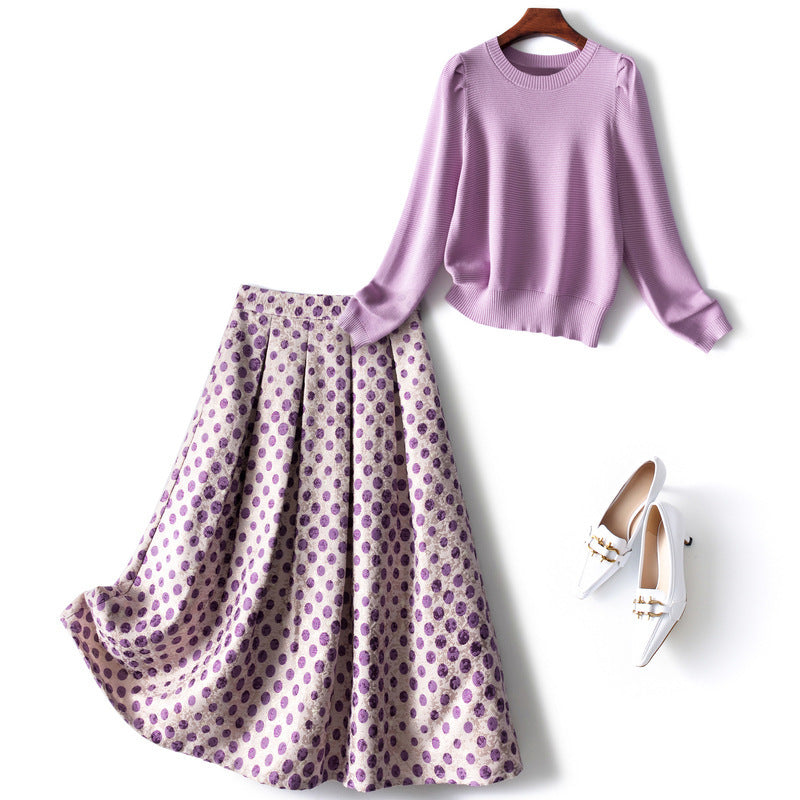 Women's Fashion Purple Sweater Skirt