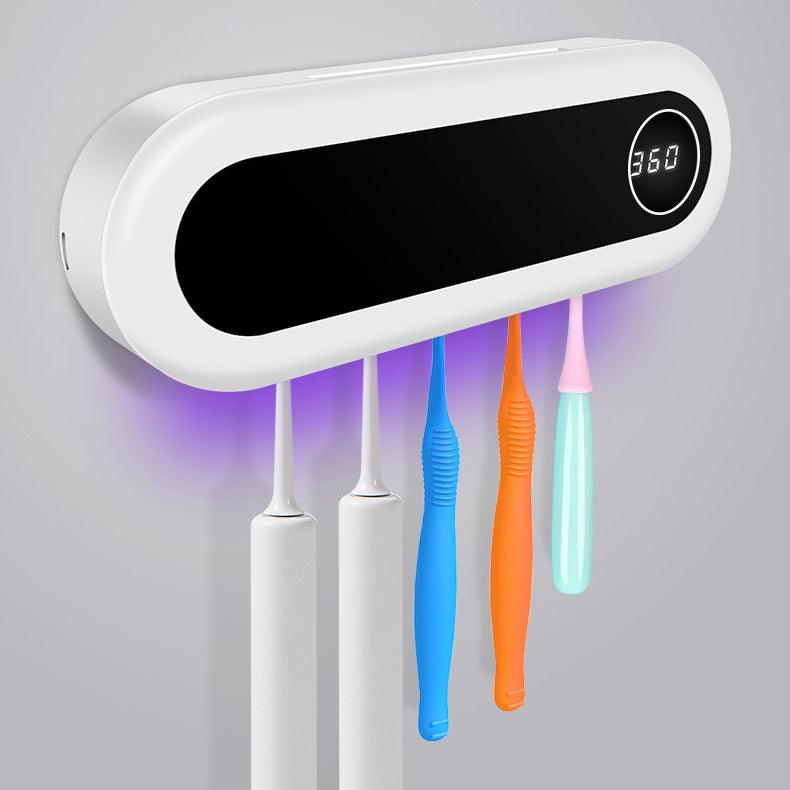 UV Toothbrush Sterilizer and Holder with Toothpaste Dispenser - Smart Wall-Mounted Bathroom Accessory - Trendy Mix