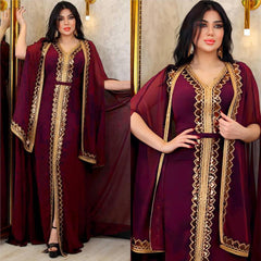 Embroidered Cape Robe for Middle Eastern Muslim Women - Trendy Mix