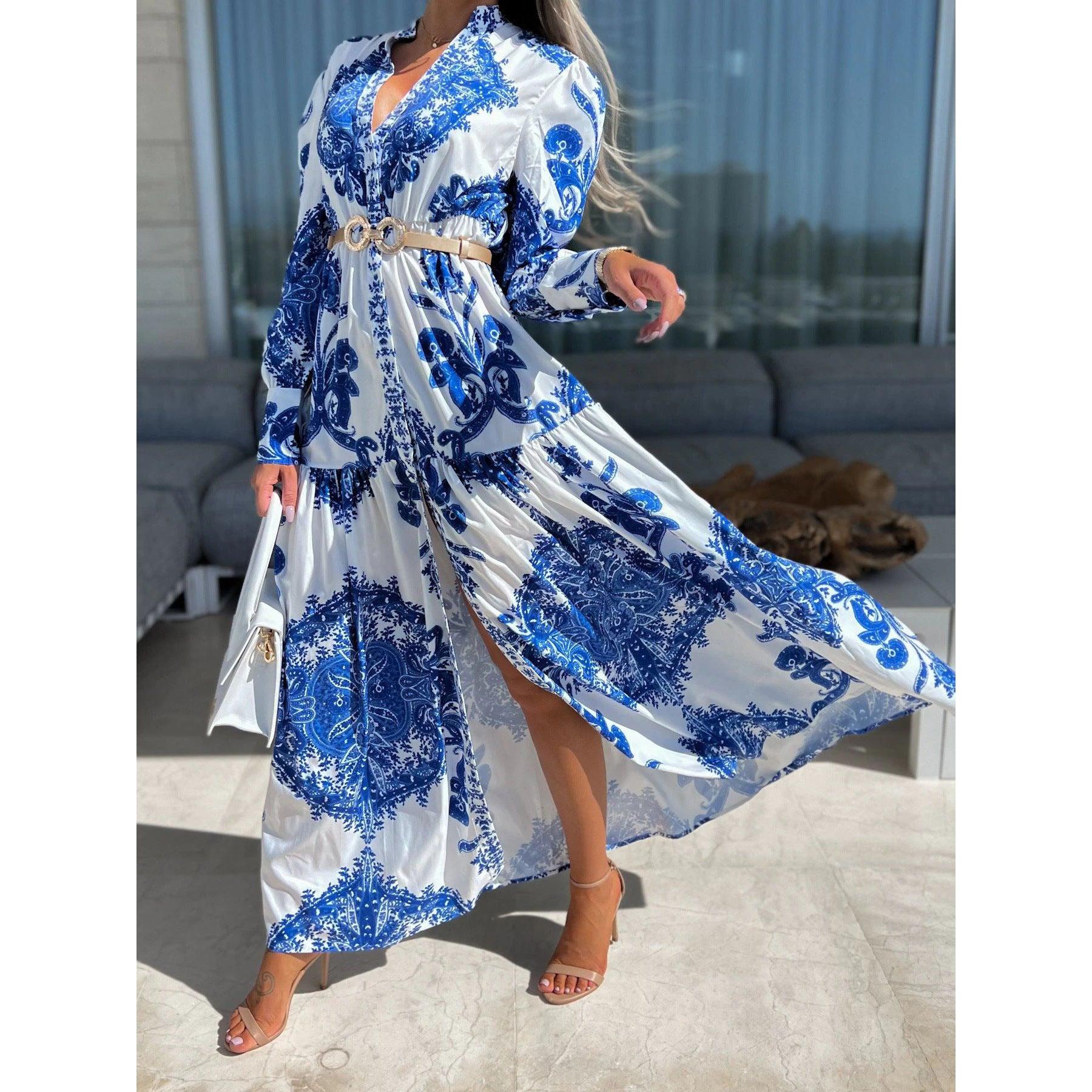 Fashionable With Side-slit Long Dress Bohemia Dress - Trendy Mix