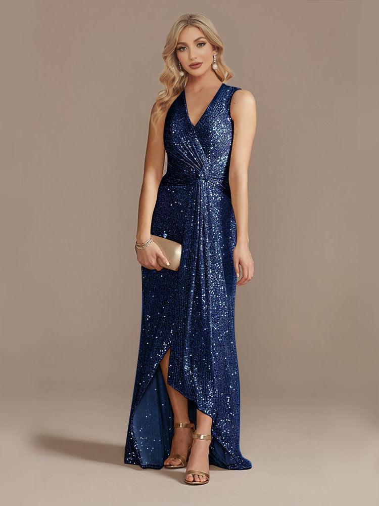 Women's Sequin Twisted Irregular Evening Dress - Trendy Mix