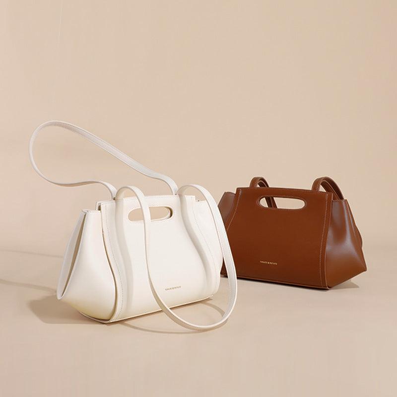 Urban Simplicity Cowhide Shoulder Bag - Trendy Mix