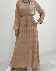 Women's Elegant Chiffon Long Sleeve outfit with Pleated Design - Trendy Mix