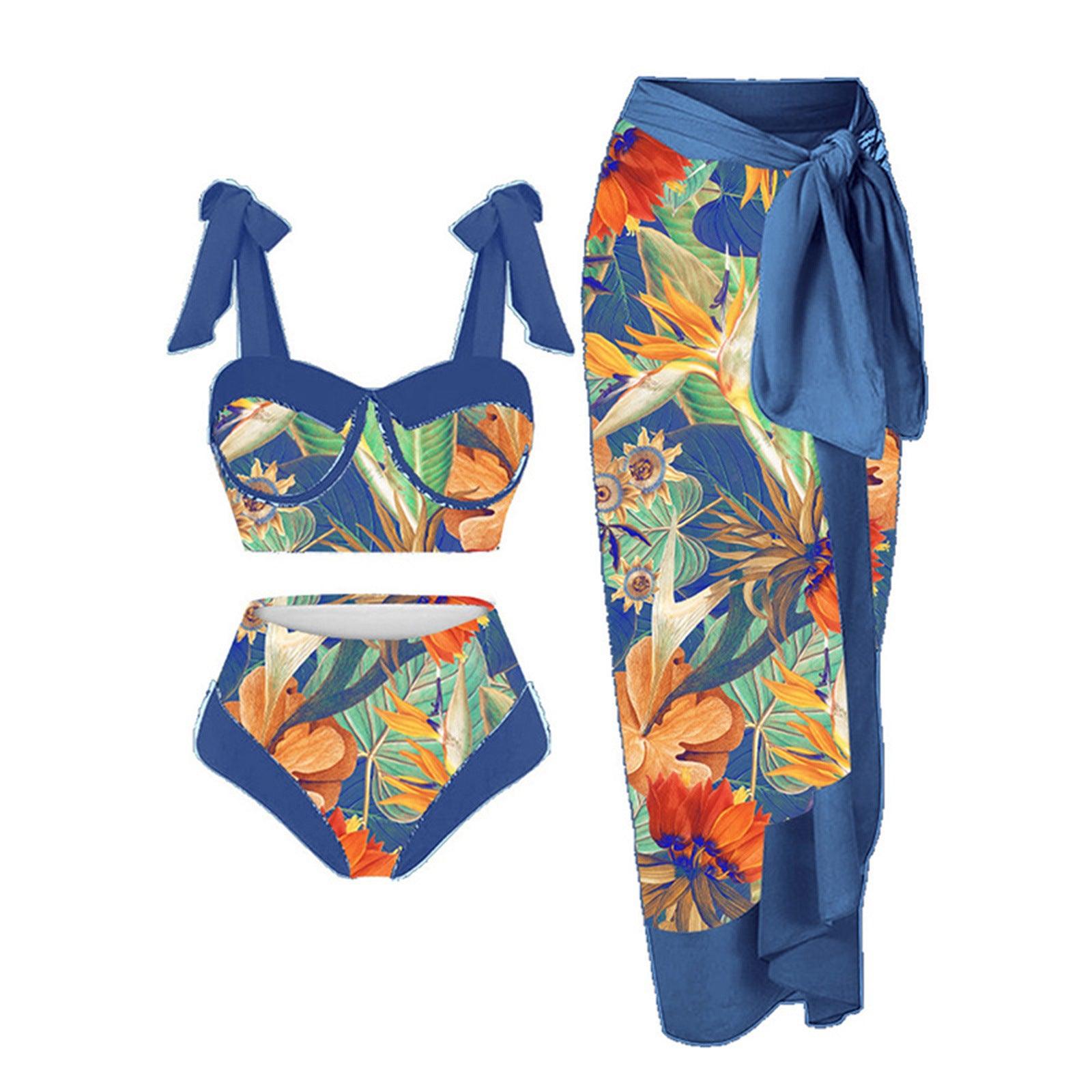 Women's Floral Print 3-Piece Swim Set - Trendy Mix