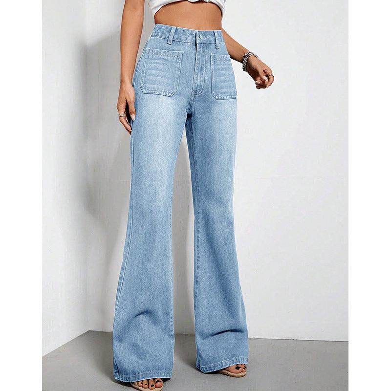 Loose High Waist Denim Trousers for Women - Trendy Mix