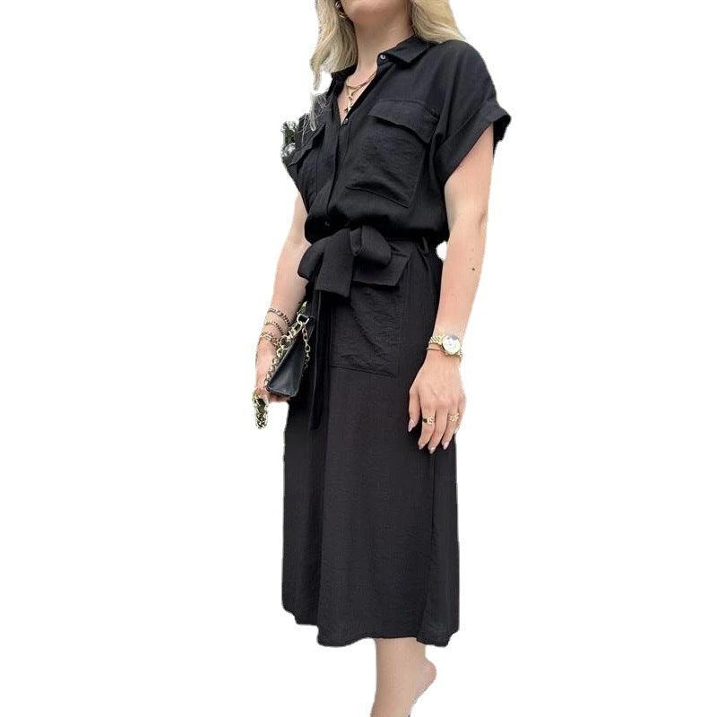 Fashion Belt Shirt Dress For Women - Trendy Mix