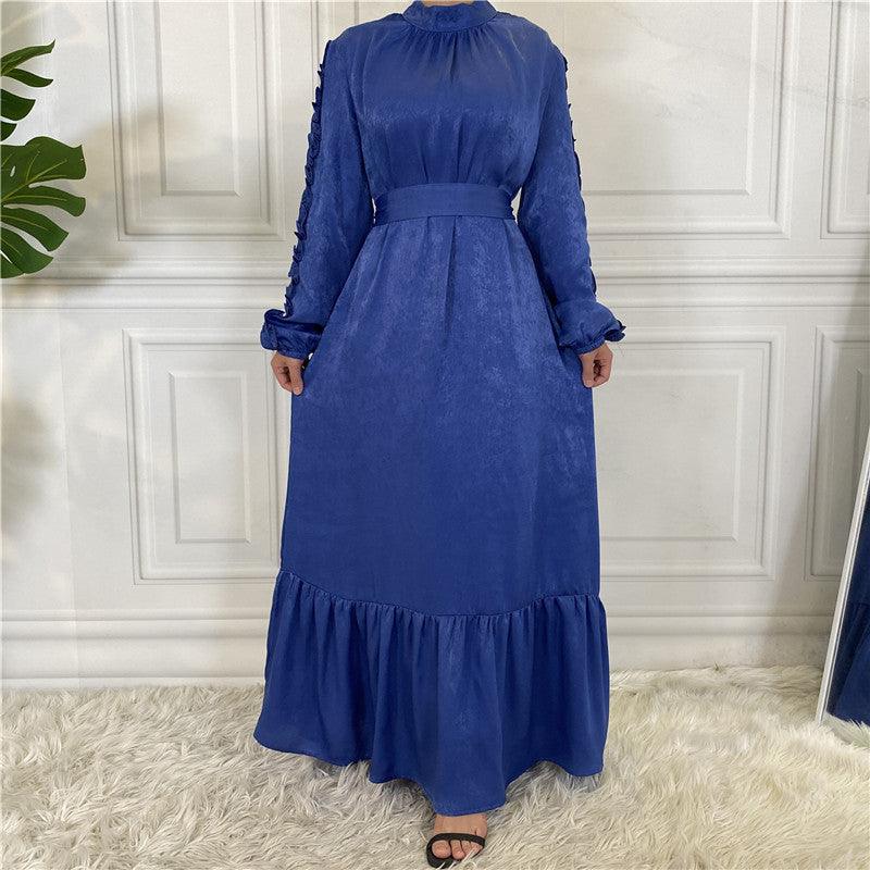 Women's Fashion Simple Hem Ruffle Long Sleeve Muslim outfit - Trendy Mix