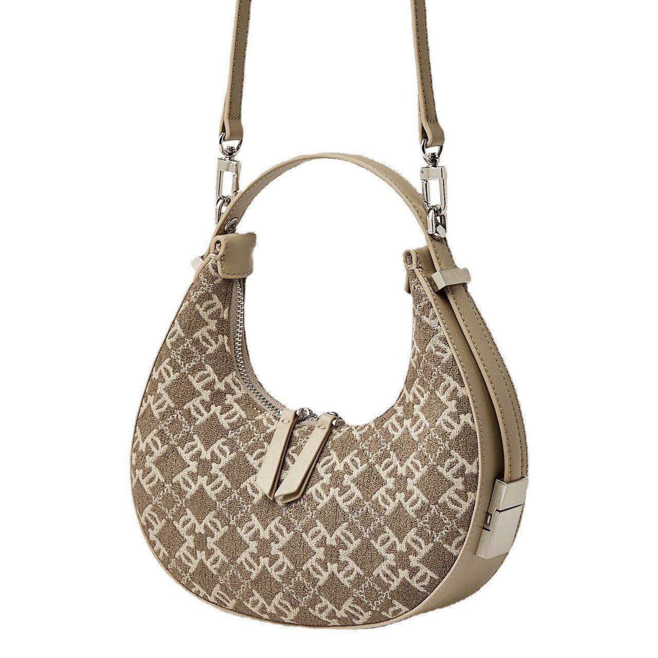 Woolen Crescent Canvas Tote for Women - Trendy Mix