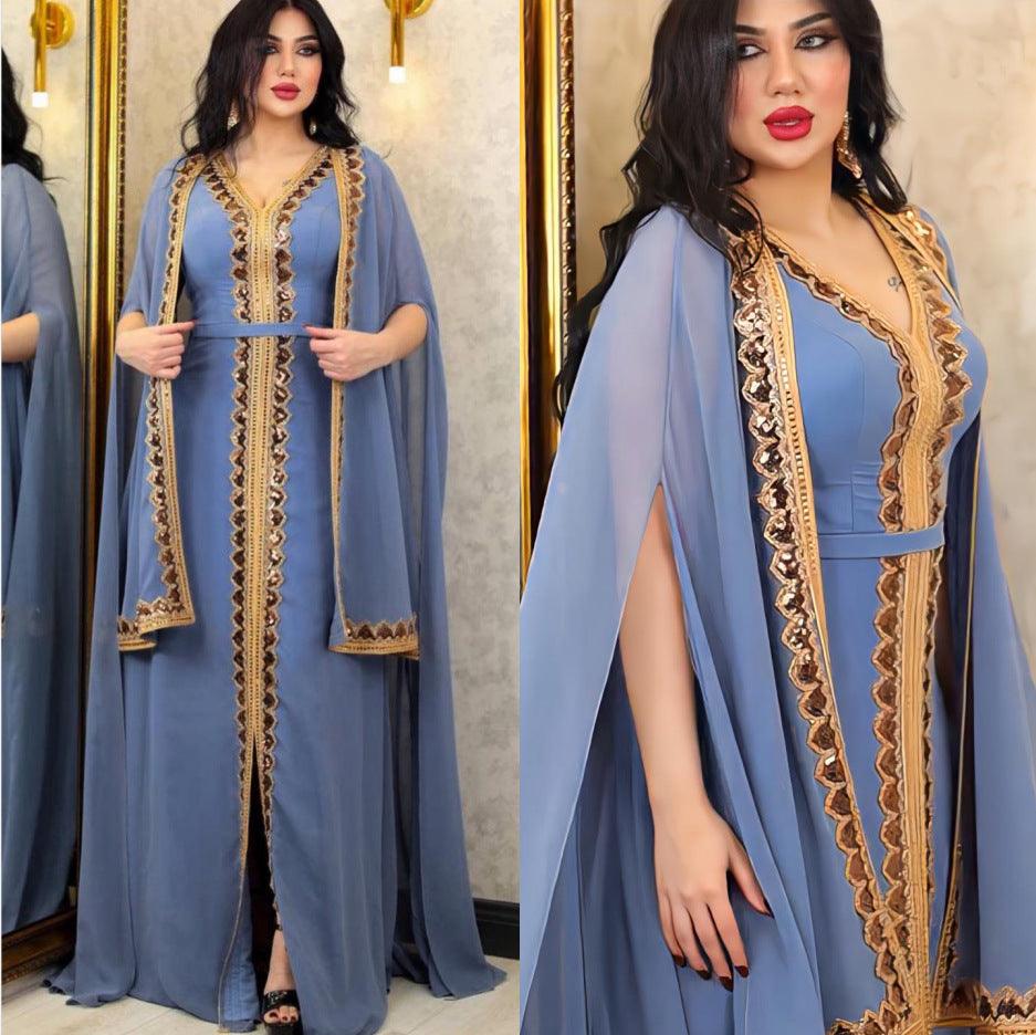 Embroidered Cape Robe for Middle Eastern Muslim Women - Trendy Mix