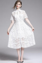 French Retro Ladies Hollow Water-soluble Dress - Trendy Mix