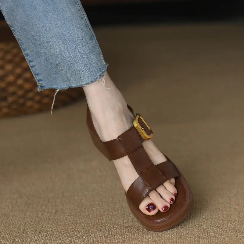 British Style Retro One-way Sandals